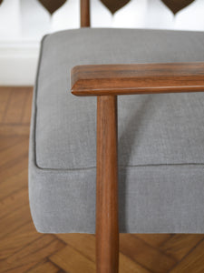 Cotton-Linen Grey and Walnut Armchair | Gaia
