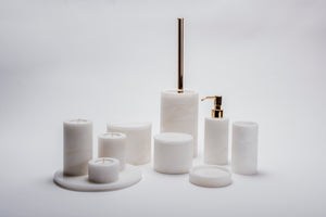 alabaster round soap dispenser / dosatore tondo | ⌀ 6,5 x h 17 cm