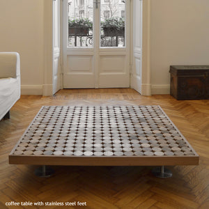 coffee table with stainless steel feet
